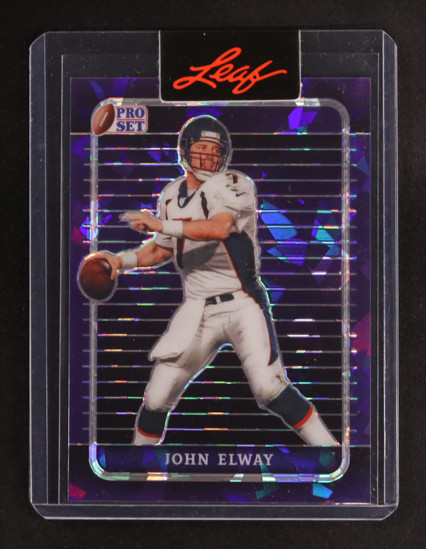John Elway – Leaf Pro Set - Crystal Purple Pre Production Proof – #NNO - One of One (1/1) — Still Leaf Sealed