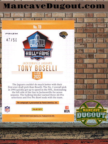 Tony Boselli — 2023 Panini Hall of Fame Autographs - Card #TB — Serial Numbered - 47/50 On Card Autograph