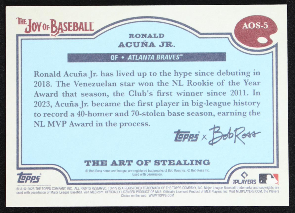Ronald Acuña Jr. – 2025 Topps X Bob Ross – 16/75 - “The Joy of Baseball: Art of Stealing”