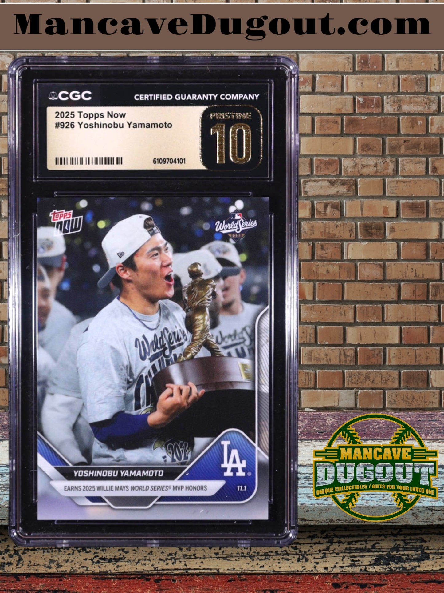 Yoshinobu Yamamoto 2025 Topps Now #926 - CGC 10 Pristine Black Label – Rookie Season Highlight