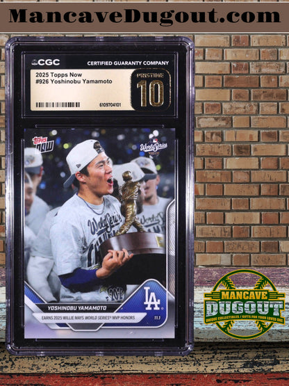 Yoshinobu Yamamoto 2025 Topps Now #926 - CGC 10 Pristine Black Label – Rookie Season Highlight