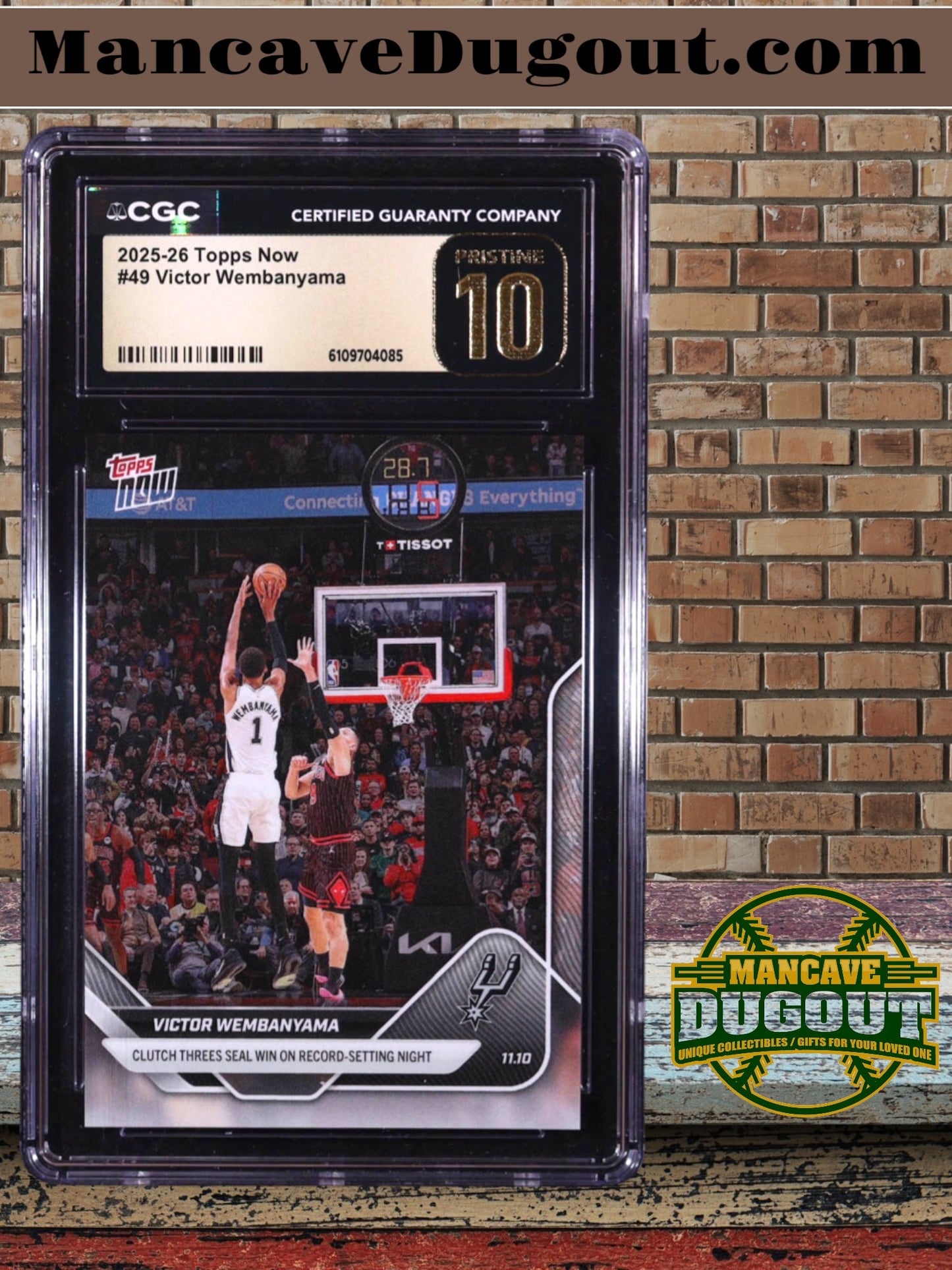 Victor Wembanyama 2025 26 Topps Now #49 - CGC 10 Pristine Black Label – Early Career Showcase
