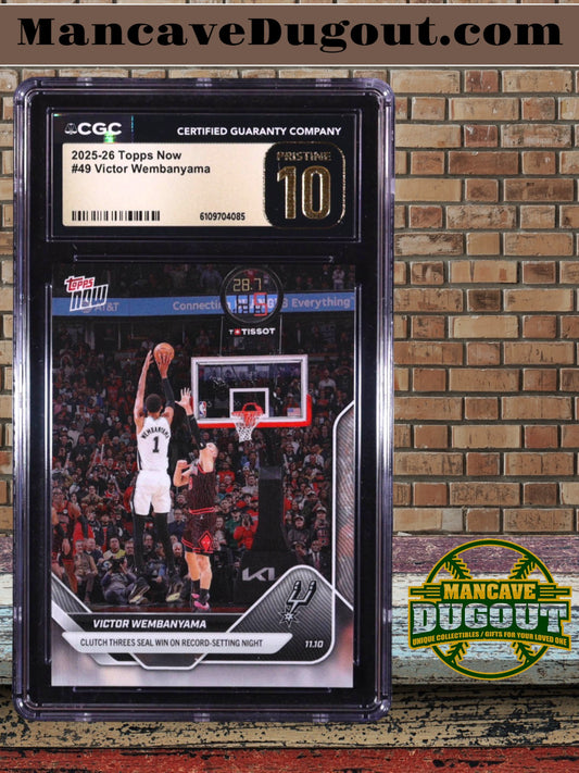 Victor Wembanyama 2025 26 Topps Now #49 - CGC 10 Pristine Black Label – Early Career Showcase
