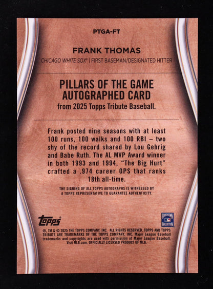 Frank Thomas 2025 Topps Tribute Pillars of the Game Autographs Green #PTGAFT #71/99