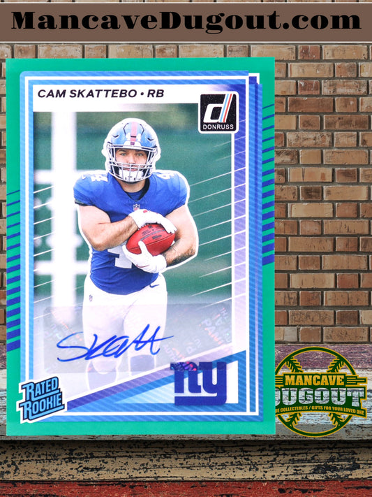 Cam Skattebo 2025 Donruss Rated Rookies Autographs Green #302 RC