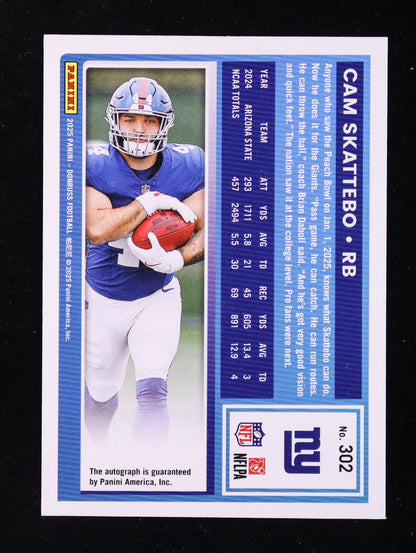Cam Skattebo 2025 Donruss Rated Rookies Autographs Green #302 RC