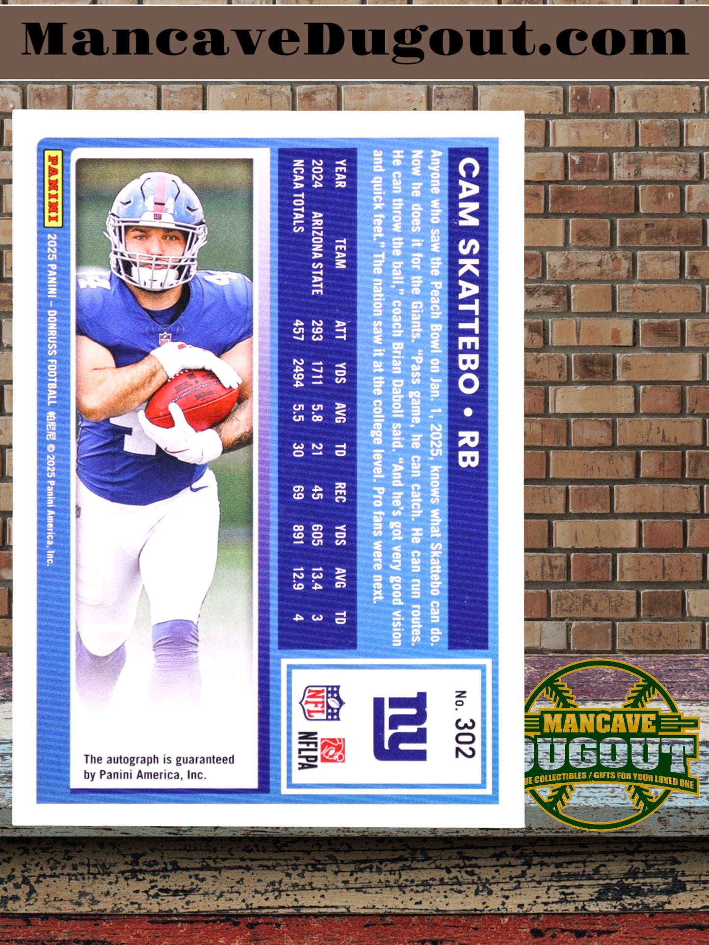 Cam Skattebo 2025 Donruss Rated Rookies Autographs Green #302 RC