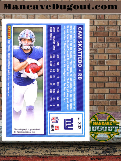 Cam Skattebo 2025 Donruss Rated Rookies Autographs Green #302 RC