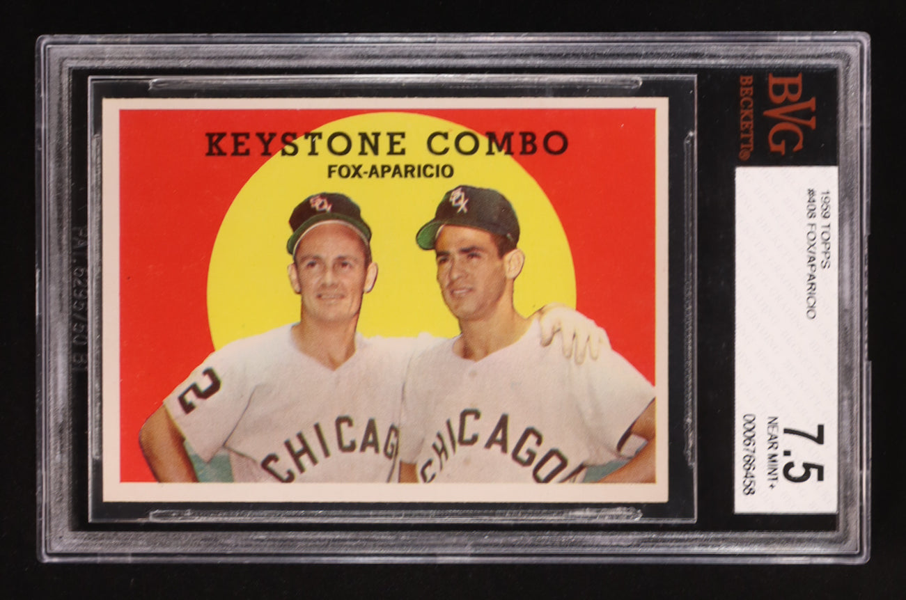1959 Topps #408 Keystone Combo – Nellie Fox & Luis Aparicio (BVG 7.5)