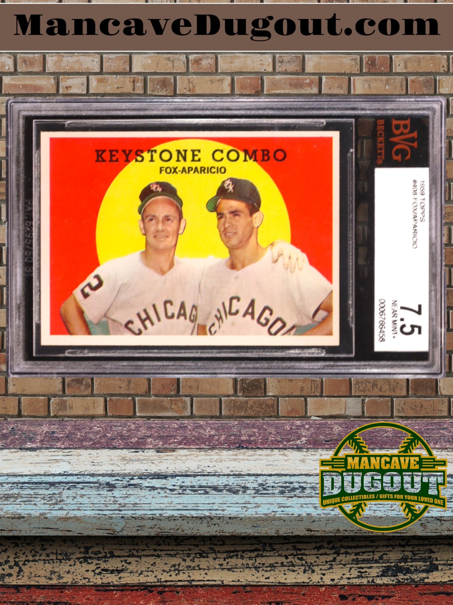 1959 Topps #408 Keystone Combo – Nellie Fox & Luis Aparicio (BVG 7.5)