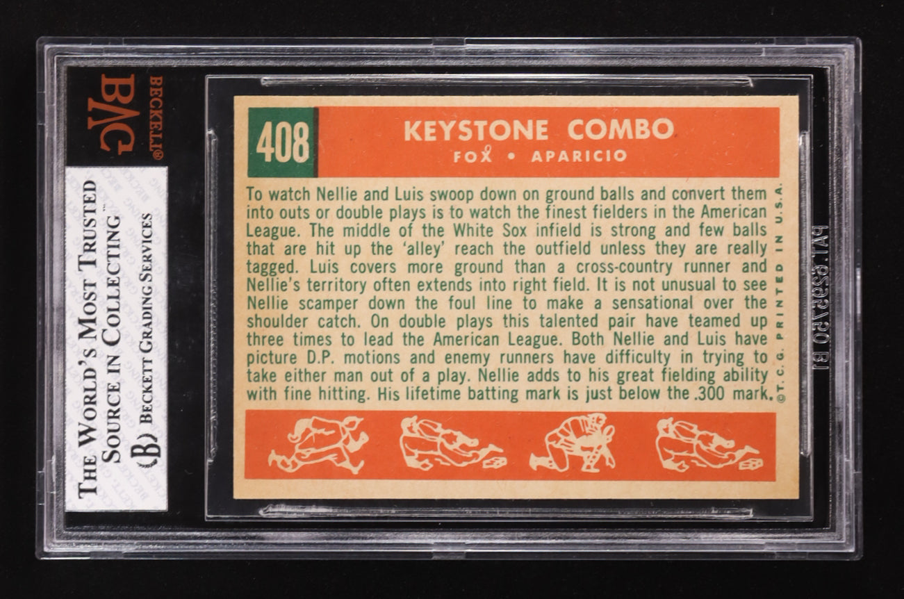 1959 Topps #408 Keystone Combo – Nellie Fox & Luis Aparicio (BVG 7.5)