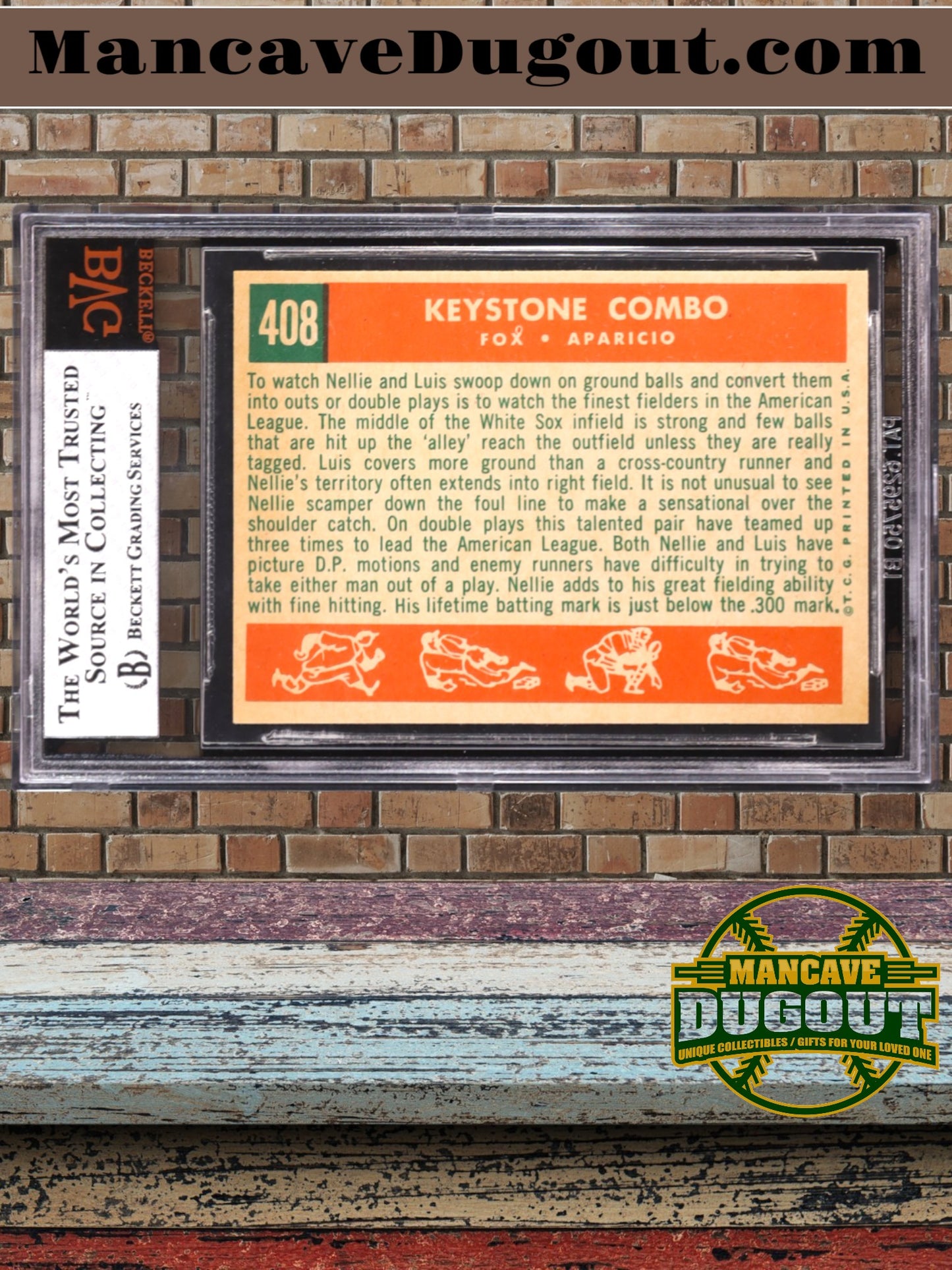 1959 Topps #408 Keystone Combo – Nellie Fox & Luis Aparicio (BVG 7.5)