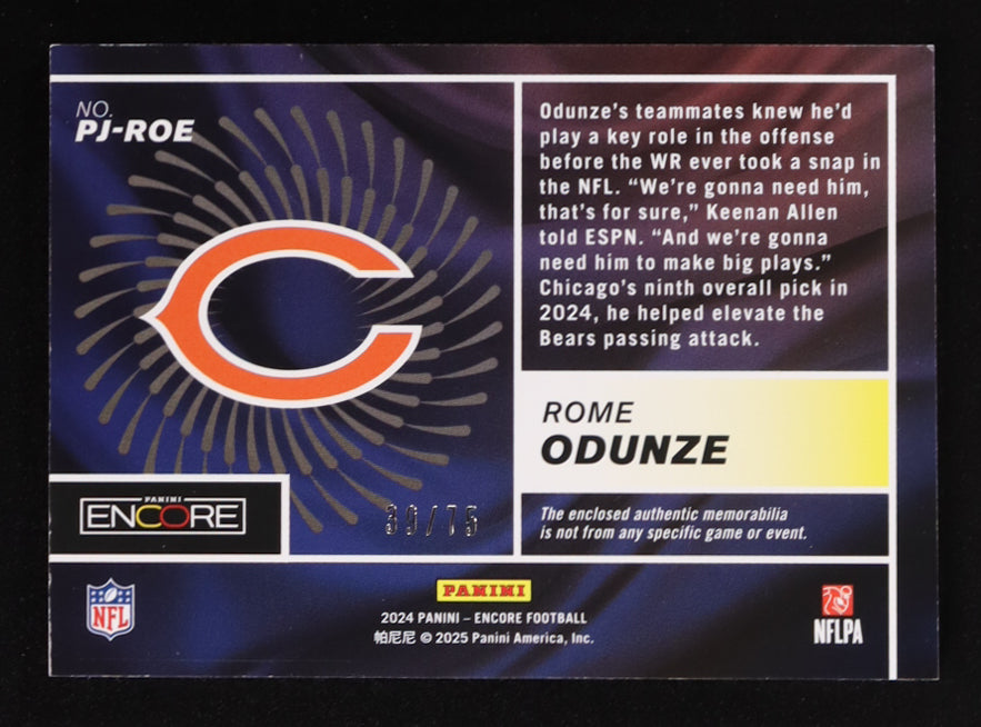 Rome Odunze 2024 Panini Encore Pinnacle Jerseys Red #17 RC — 39/75