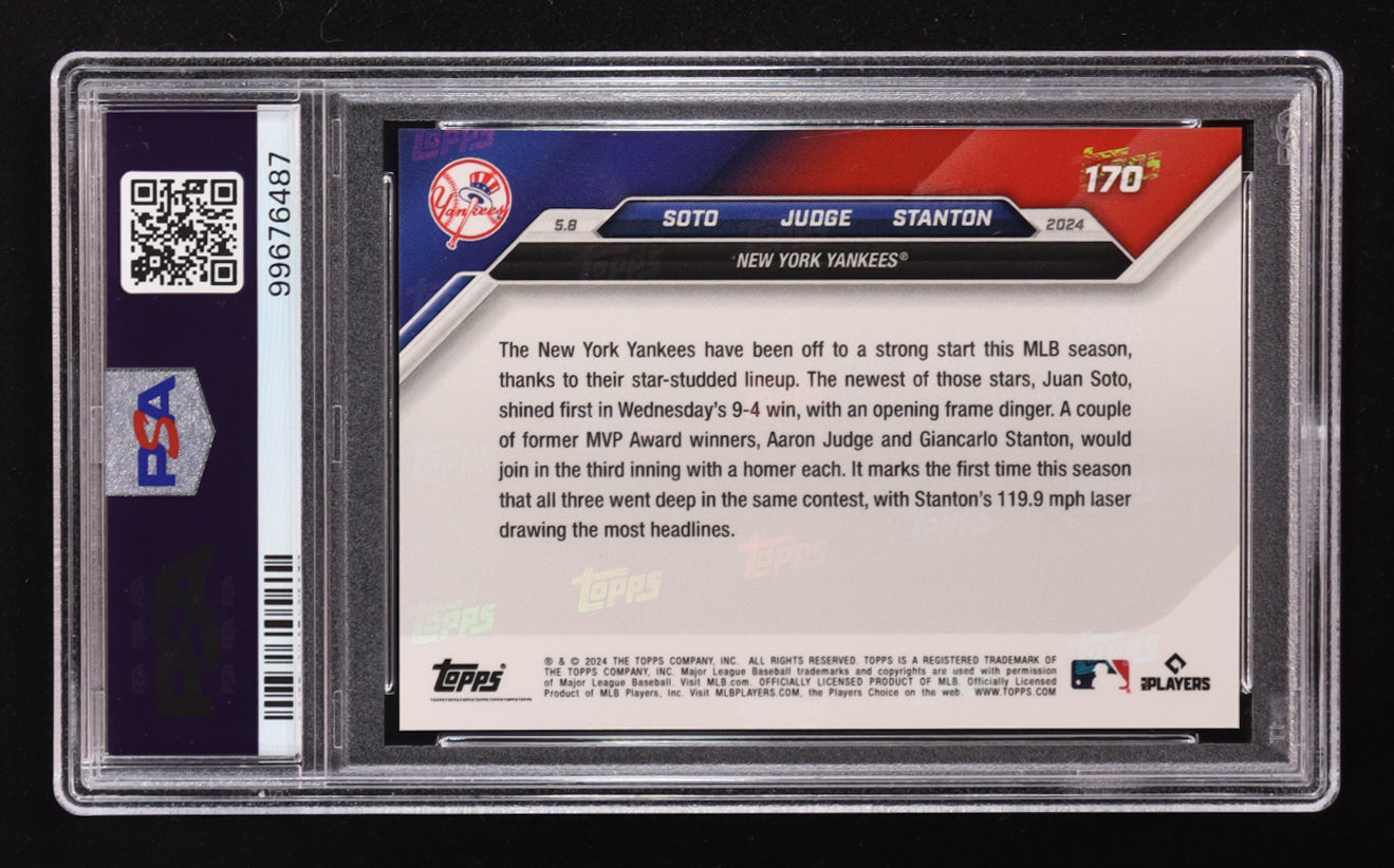 2024 Juan Soto • Aaron Judge • Giancarlo Stanton - Topps Now #170-PSA 10 (GEM MINT)