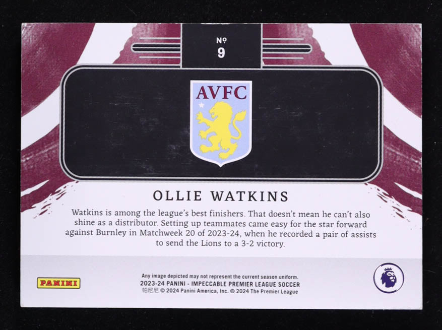 Ollie Watkins – 2023 24 Panini Impeccable EPL - Logo Silver Parallel #9 — Serial #32/37