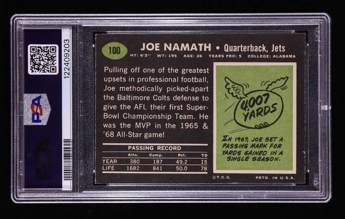 1969 Topps Joe Namath #100 (PSA 4)