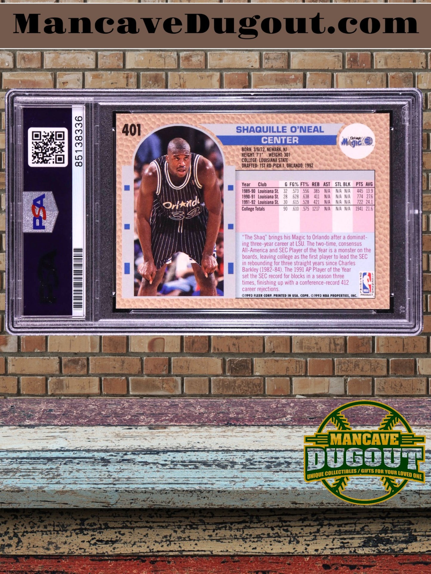 Shaquille O’Neal Signed 1992–93 Fleer #401 RC (PSA)