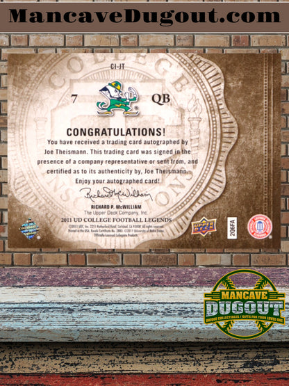 Joe Theismann 2011 Upper Deck College Legends Inscriptions #CIJT No. 35 of 99