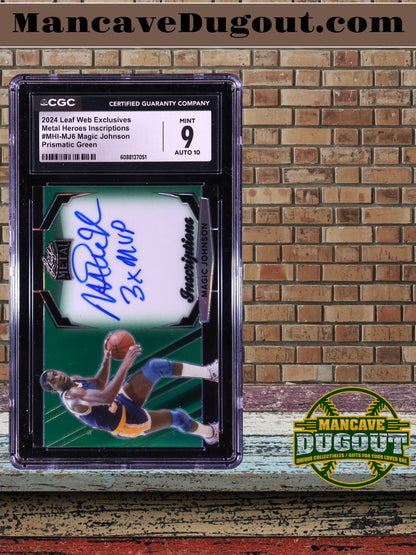 Magic Johnson 2024 Leaf Metal Web Exclusives - Inscriptions – Prismatic Green MHIMJ1 — 069/150