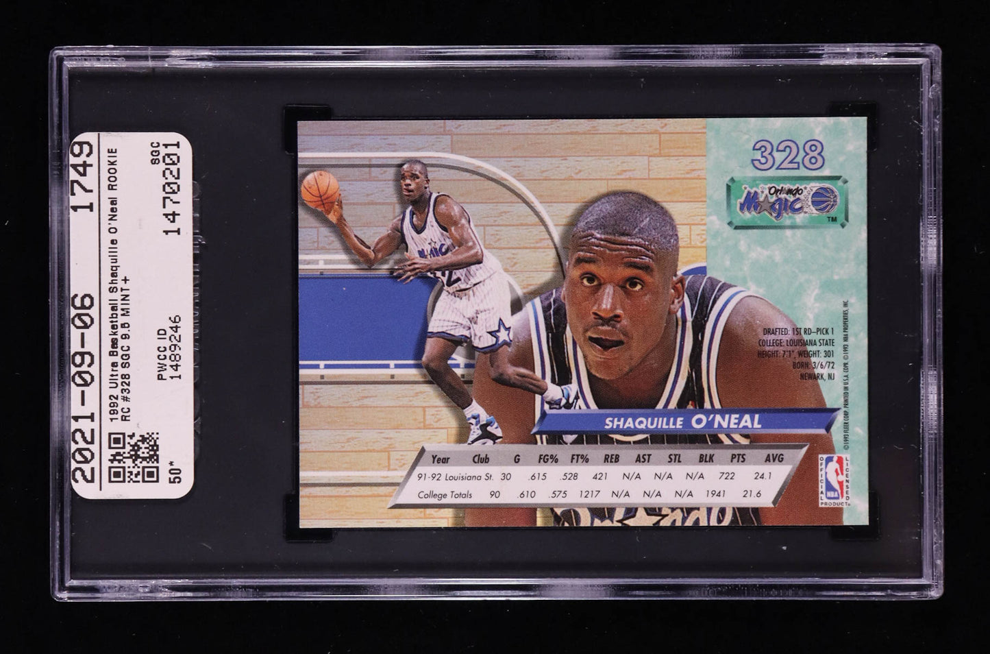 Shaquille O'Neal 1992-93 Fleer Ultra #328 RC (SGC 9.5)