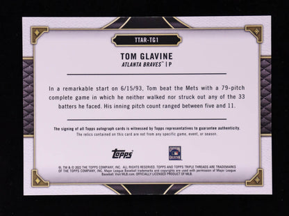 Tom Glavine – 2022 Topps Triple Threads - Autograph Relics Amber #TTARTG1 – Serial #18/18