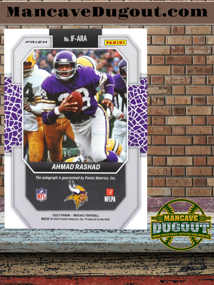 Ahmad Rashad – 2023 Panini Mosaic - In Focus Signatures Purple #24 – Serial #18/49