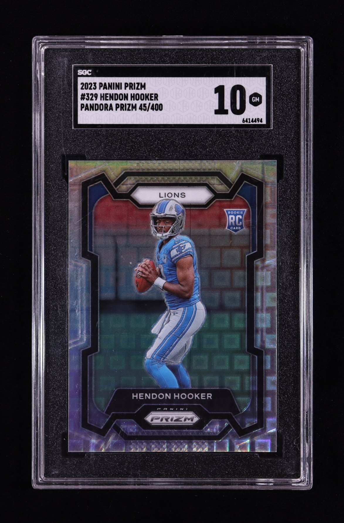 Hendon Hooker 2023 Panini Prizm – Prizms Pandora - Rookie Card #329 — Serial #45/400-SGC 10 Gem Mint
