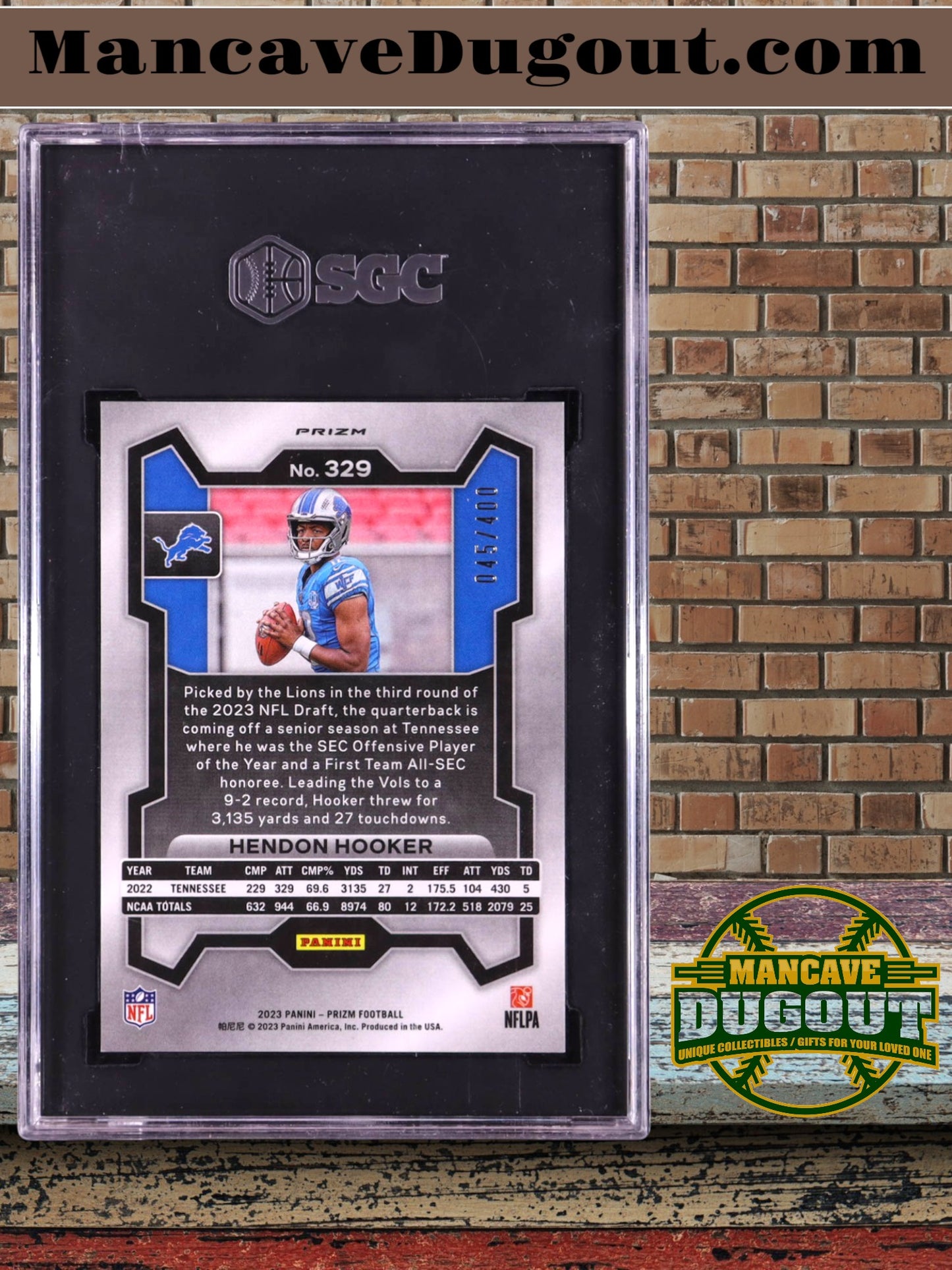 Hendon Hooker 2023 Panini Prizm – Prizms Pandora - Rookie Card #329 — Serial #45/400-SGC 10 Gem Mint
