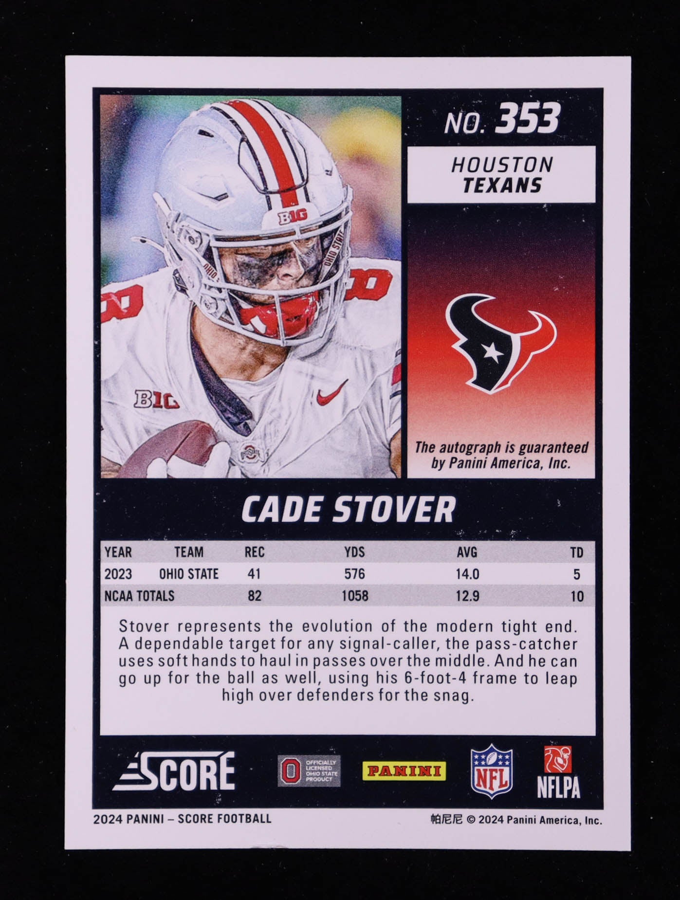 Cade Stover – 2024 Score Signatures #353 - Rookie Card (RC) – Autograph