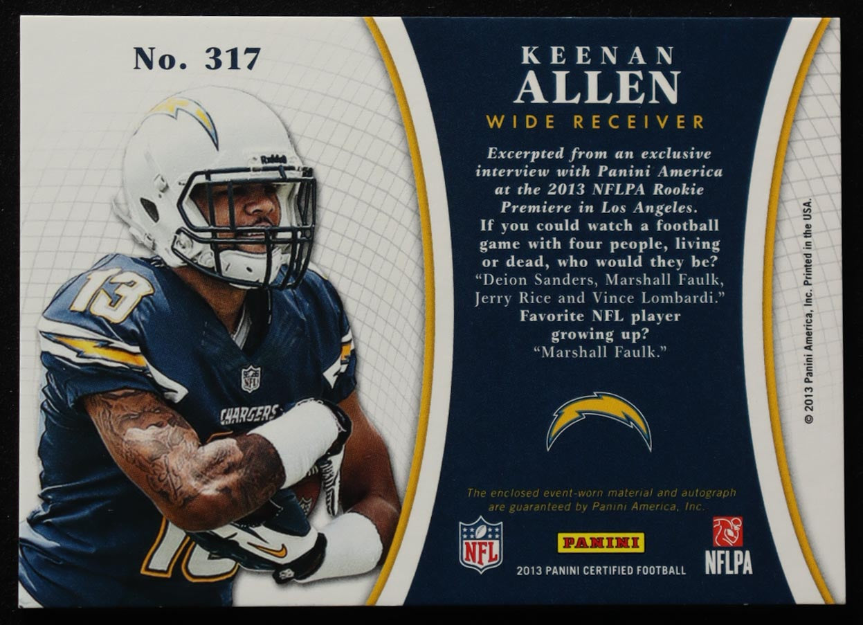 Keenan Allen – 2013 Panini Certified - Mirror Red #317 – Rookie Jersey Autograph (JSY AU RC) - Serial #129/250