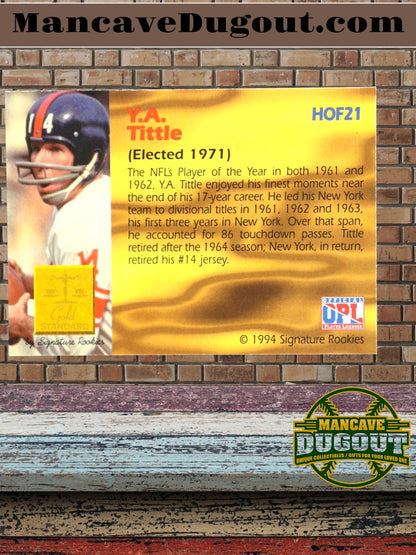 Y.A. Tittle – 1994 Signature Rookies - Gold Standard HOF #HOF21 – Serial #2397/2500
