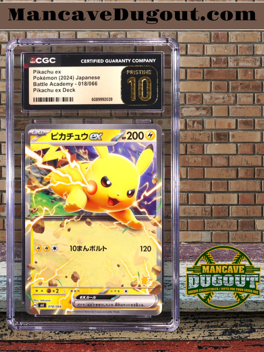 Pikachu ex - 2024 Pokémon Card Game - Scarlet & Violet Battle Academy (Japanese) #018 CGC 10 - Pristine Black Label