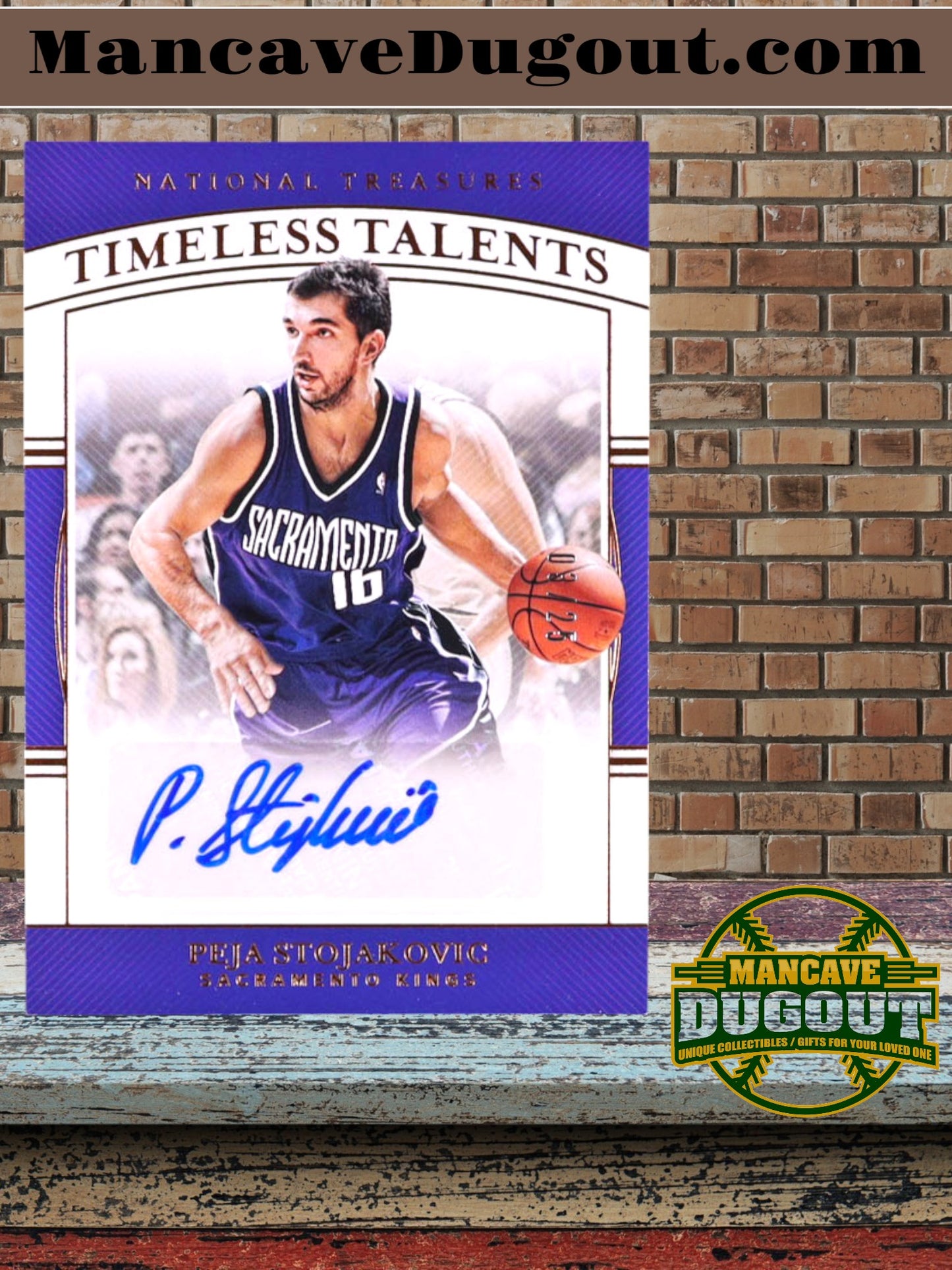 Peja Stojaković — 2019 20 Panini National Treasures - Timeless Talents Signatures — Bronze #5 -Serial Numbered 03/25 - On Card Autograph
