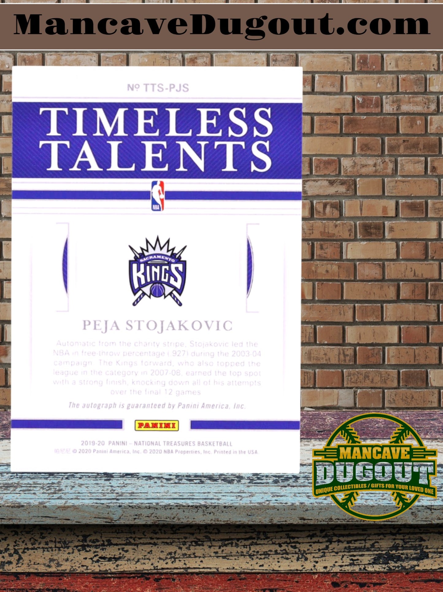 Peja Stojaković — 2019 20 Panini National Treasures - Timeless Talents Signatures — Bronze #5 -Serial Numbered 03/25 - On Card Autograph