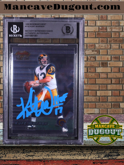 Kurt Warner – 1999 Bowman’s Best #110 - Rookie Card (RC) – Autographed & Inscribed “HOF 17” – BGS Slabbed