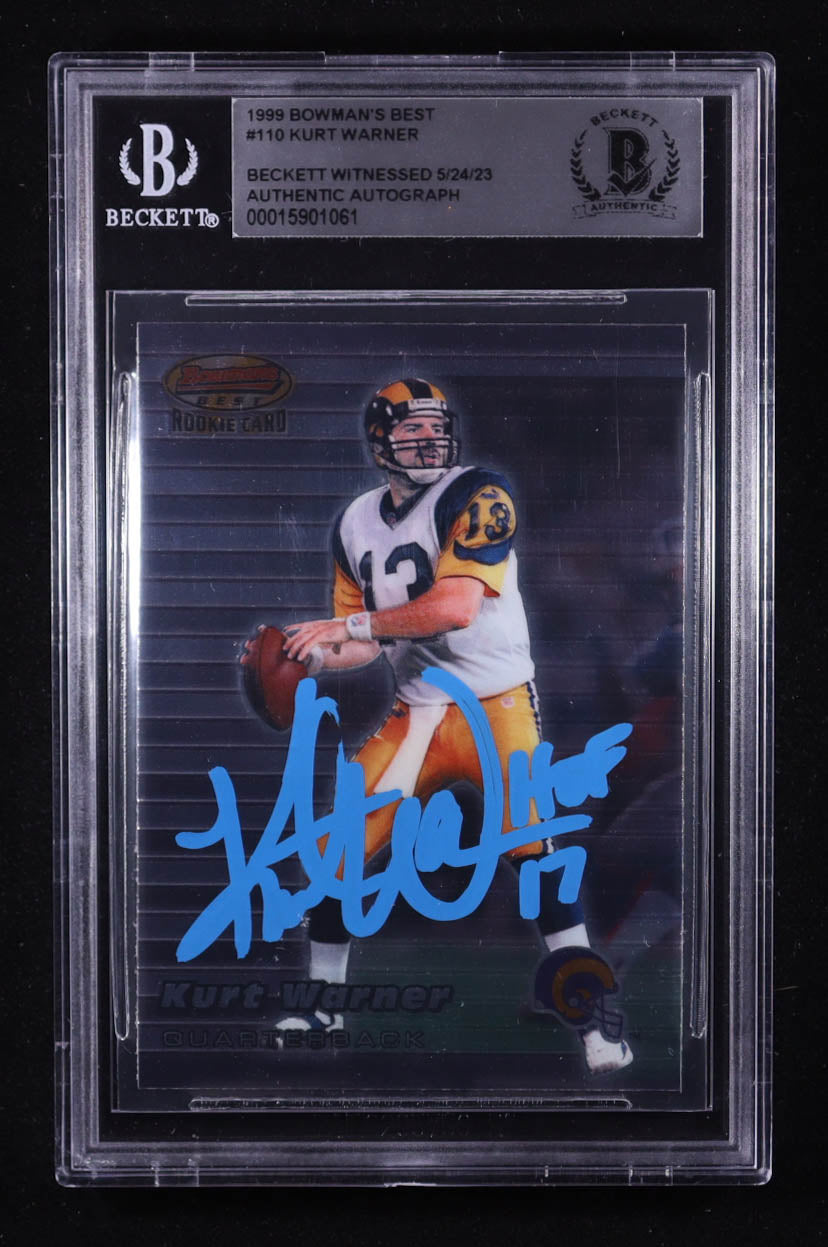 Kurt Warner – 1999 Bowman’s Best #110 - Rookie Card (RC) – Autographed & Inscribed “HOF 17” – BGS Slabbed