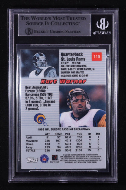 Kurt Warner – 1999 Bowman’s Best #110 - Rookie Card (RC) – Autographed & Inscribed “HOF 17” – BGS Slabbed