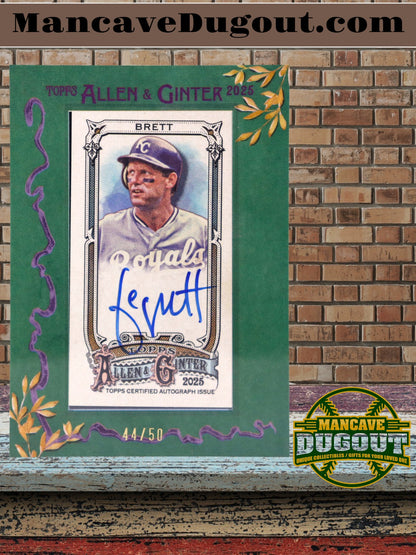 George Brett — 2025 Topps Allen & Ginter - Framed Mini Autographs — Green Frame - Card #MAGB — Serial #44/50
