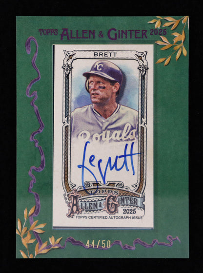 George Brett — 2025 Topps Allen & Ginter - Framed Mini Autographs — Green Frame - Card #MAGB — Serial #44/50