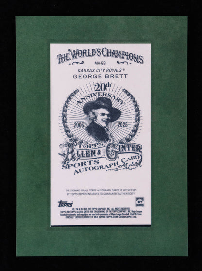 George Brett — 2025 Topps Allen & Ginter - Framed Mini Autographs — Green Frame - Card #MAGB — Serial #44/50