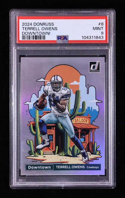 Terrell Owens — 2024 Donruss Downtown - Case Hit Insert — Card #8 - PSA 9 (Mint)