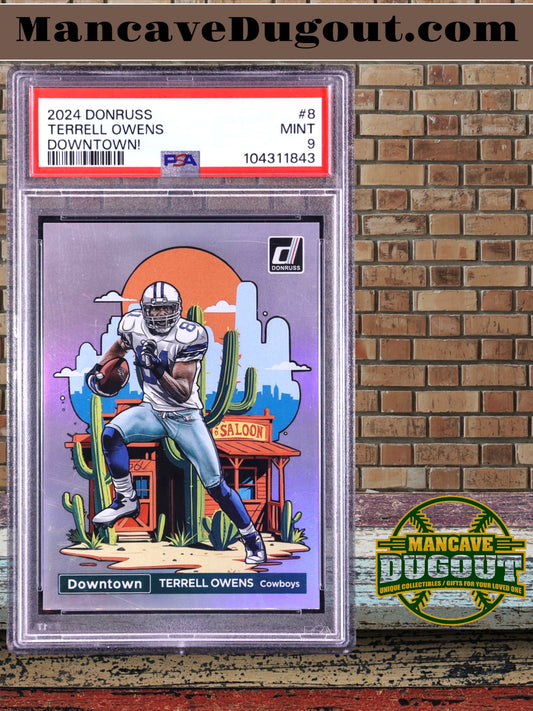 Terrell Owens — 2024 Donruss Downtown - Case Hit Insert — Card #8 - PSA 9 (Mint)