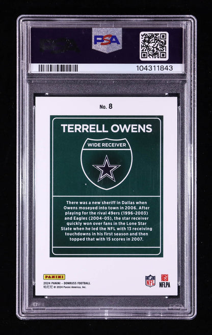 Terrell Owens — 2024 Donruss Downtown - Case Hit Insert — Card #8 - PSA 9 (Mint)