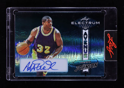 Magic Johnson—2024 Leaf Electrum Avenue - Auto Prismatic Teal Parallel-Card #EAMJ1—Serial #6/6