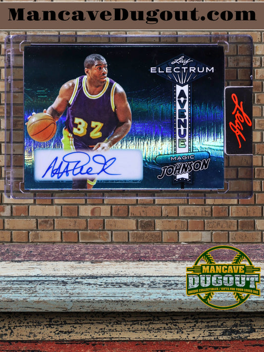 Magic Johnson—2024 Leaf Electrum Avenue - Auto Prismatic Teal Parallel-Card #EAMJ1—Serial #6/6