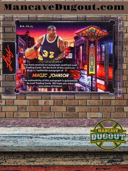 Magic Johnson—2024 Leaf Electrum Avenue - Auto Prismatic Teal Parallel-Card #EAMJ1—Serial #6/6