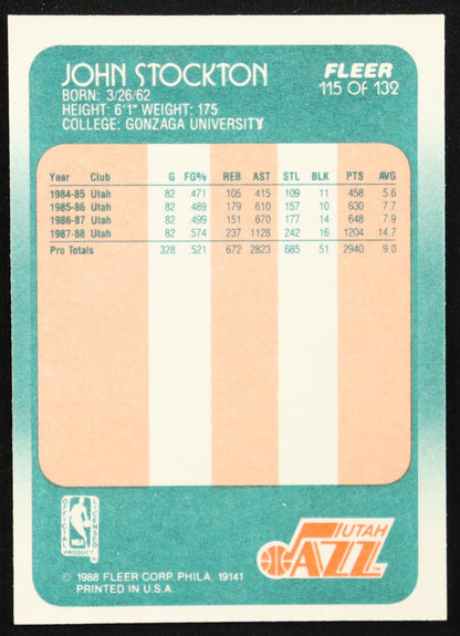 John Stockton — 1988 89 Fleer #115 - Official Rookie Card (RC)