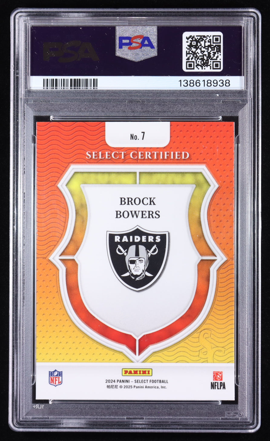 Brock Bowers – 2024 Select - Select Certified Rookies #7 – PSA 10 Gem Mint