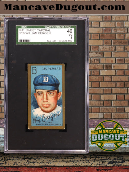 1911 T205 Gold Border – Bill Bergen #18 - SGC 3 (VG) – Classic Deadball‑Era Tobacco Issue