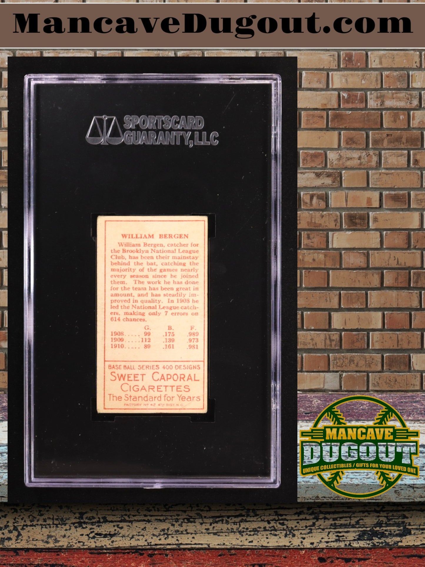 1911 T205 Gold Border – Bill Bergen #18 - SGC 3 (VG) – Classic Deadball‑Era Tobacco Issue